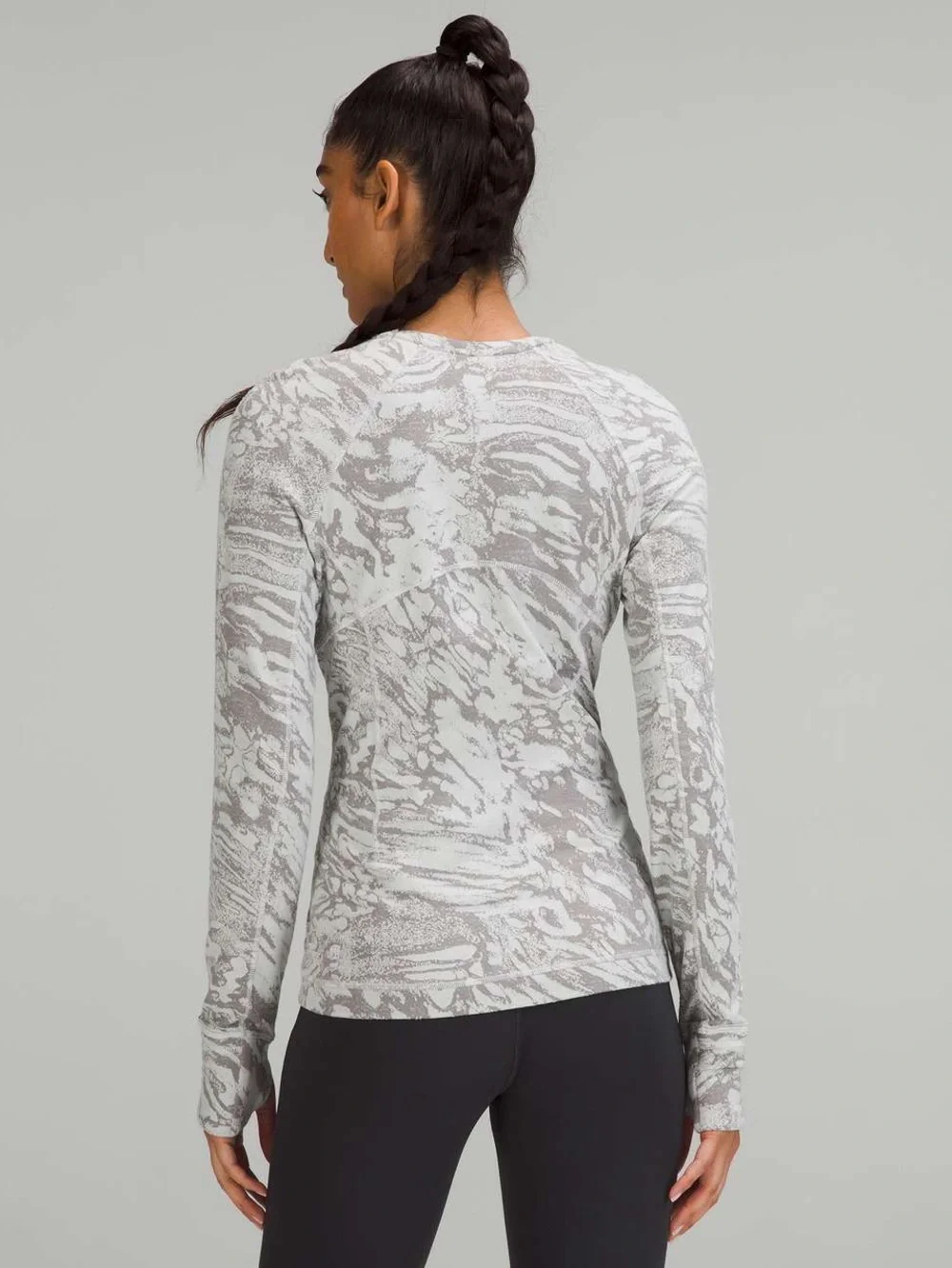 Lululemon Its Rulu Run Long Sleeve Shirt Liquidize Camo Duo Jacquard Vapor Grey